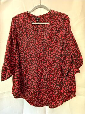 Torrid Harper Blouse with Red Leopard Print